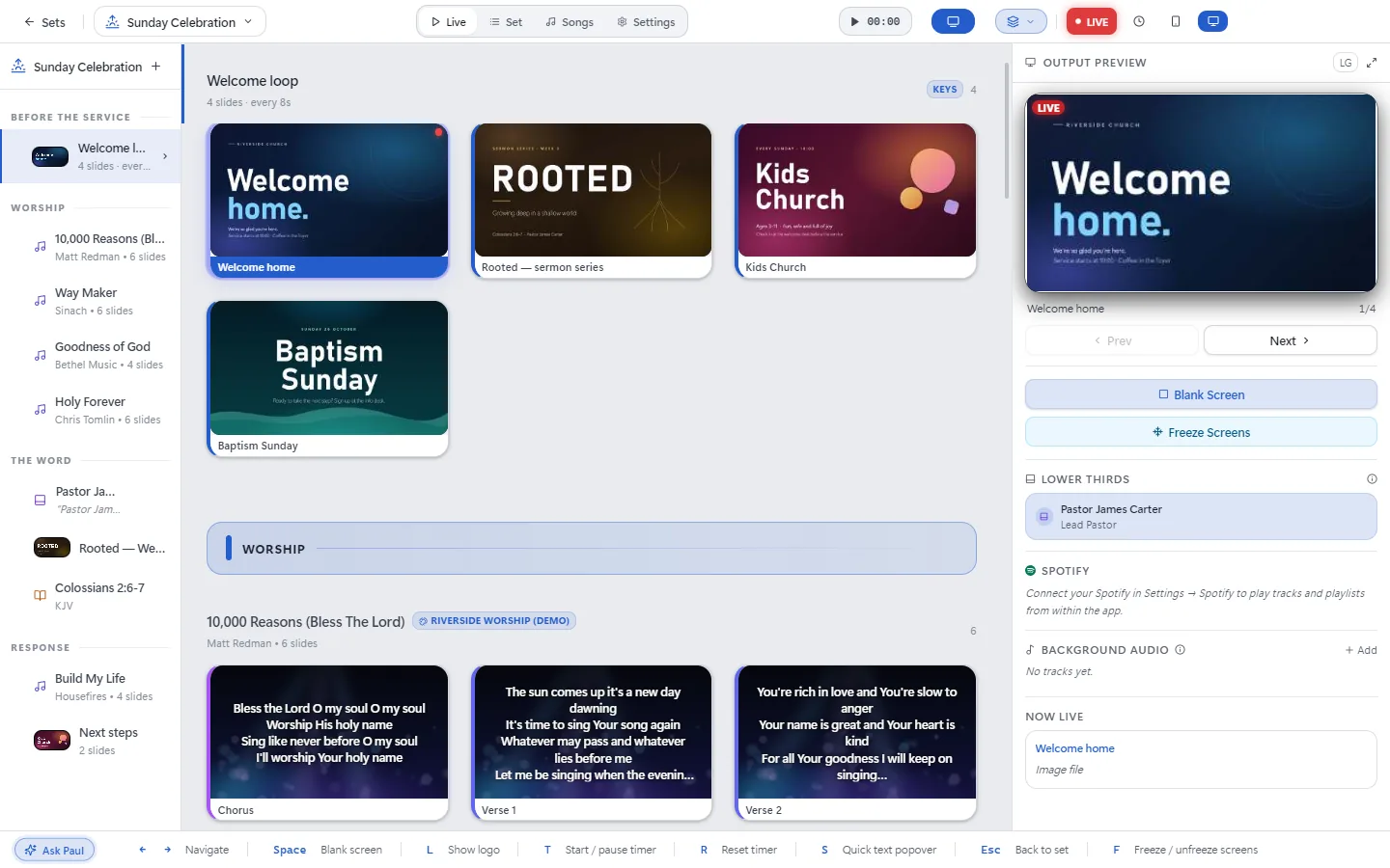 Live mode in the light theme